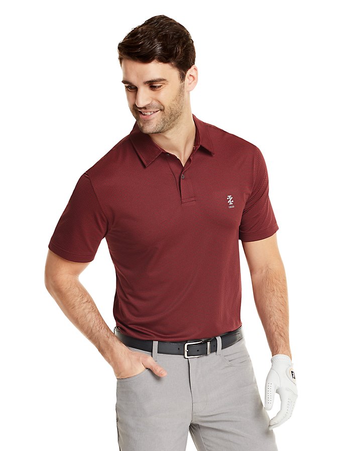 IZOD Golf Gingham Short Sleeve Polo (Zinfandel)