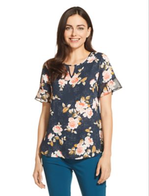 floral ruffle sleeve top