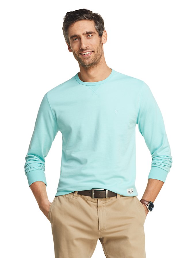 IZOD Saltwater Slim Fit Terry Crewneck Sweatshirt (Light Blue)