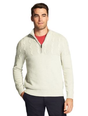 cable knit quarter zip sweater